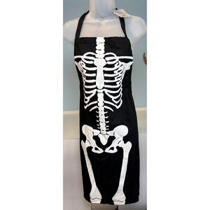 DII Skeleton Kitchen Apron Design Imports Black Cotton Halloween 28x35